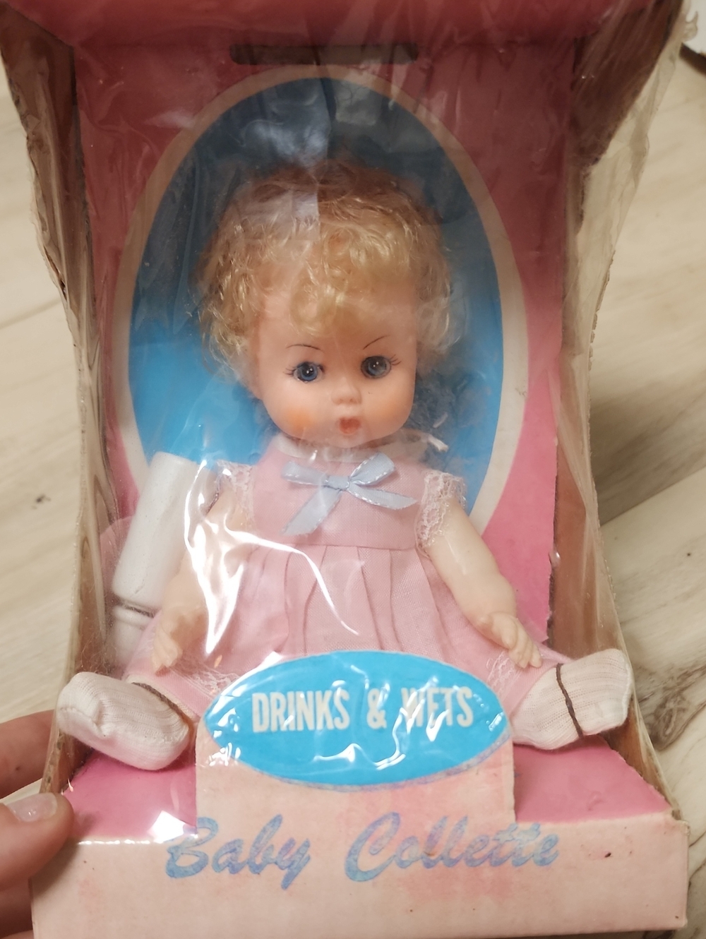 Vintage Baby Colette Doll in Pink Dress Drinks And Wets